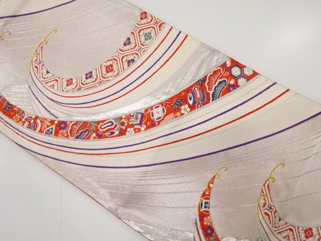 JAPANESE KIMONO / ANTIQUE FUKURO OBI / SILK / WOVEN SHOCHIKUBAI